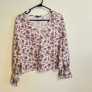 Pink floral blouse